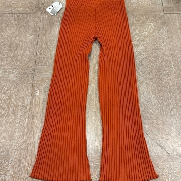 SIMON MILLER MAREK RIBBED STRETCH WIDE LEG TROUSER PANT SZ SML CLR DK ORANGE NWT - Picture 3 of 10